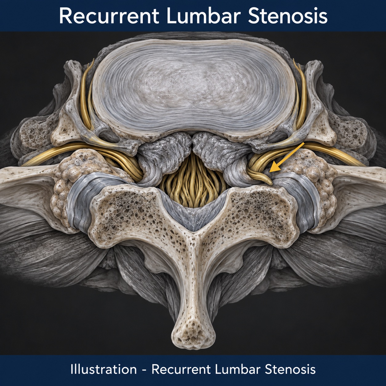 Illustration of recurrent lumbar stenosis