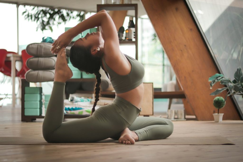 Seated side stretch at home